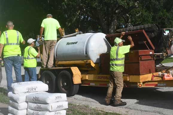 Setting up for a missile bore with KBM&trade; super slick enviromentally safe boring mud for HDD.